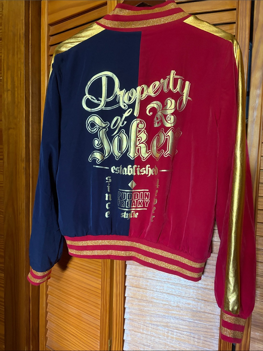 Harley Quinn Suicide Squad Bomber Jacket Sz M Red Blue Cosplay Costume